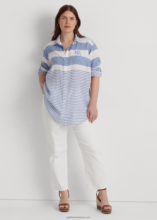 Ralph Lauren naised triibuline oversize linane särk PR0V4547 sinine saturn/valge