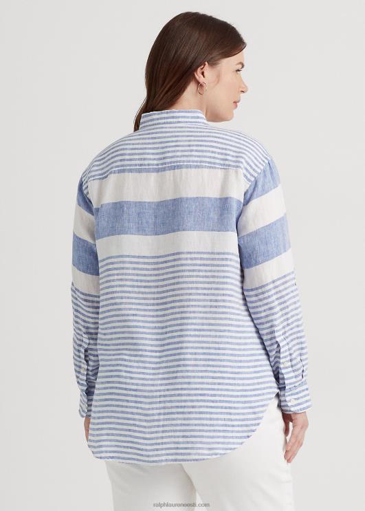 Ralph Lauren naised triibuline oversize linane särk PR0V4547 sinine saturn/valge