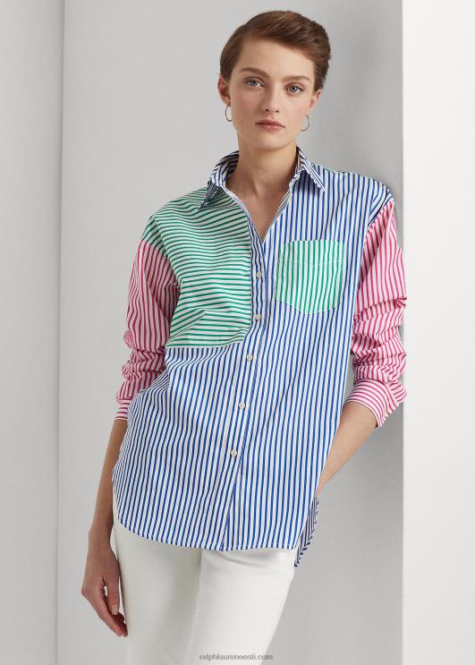 Ralph Lauren naised triibuline puuvillane lairiidest särk PR0V3872 sinine/valge multi