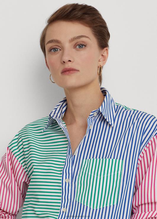 Ralph Lauren naised triibuline puuvillane lairiidest särk PR0V3872 sinine/valge multi