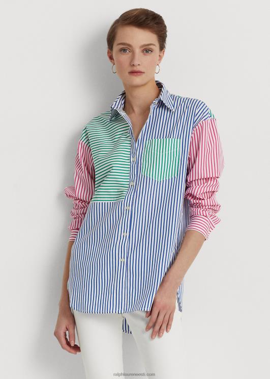 Ralph Lauren naised triibuline puuvillane lairiidest särk PR0V3872 sinine/valge multi