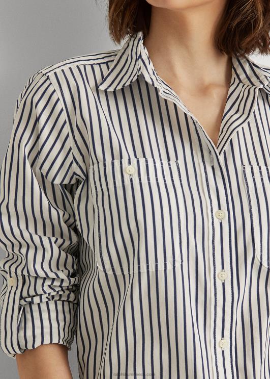 Ralph Lauren naised triibuline puuvillane särk PR0V4185 helesinine