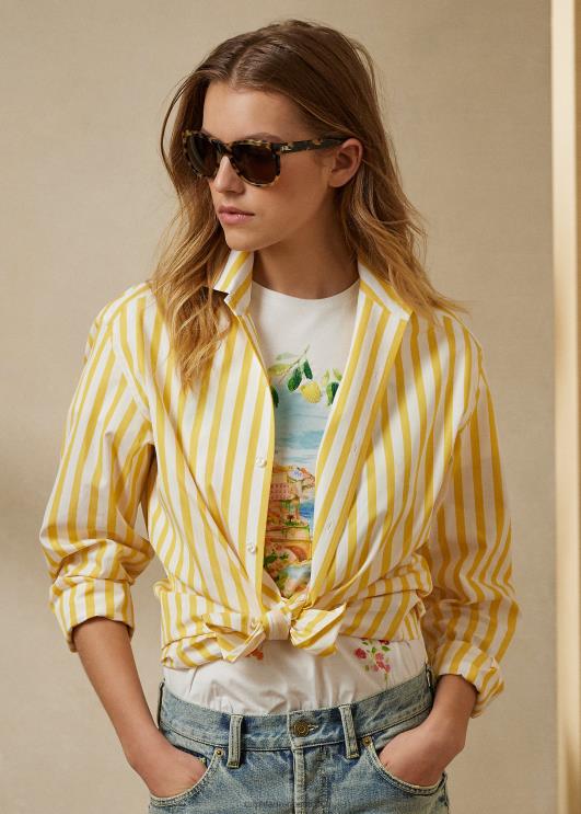 Ralph Lauren naised triibuline puuvillane särk PR0V9339 klassikaline kollane/valge