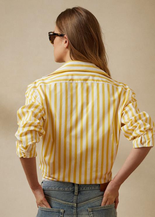 Ralph Lauren naised triibuline puuvillane särk PR0V9339 klassikaline kollane/valge