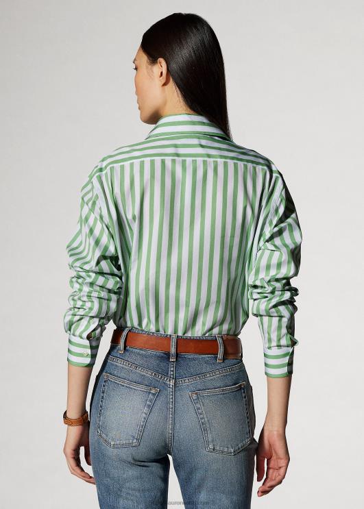 Ralph Lauren naised triibuline puuvillane särk PR0V9341 piparmünt/valge