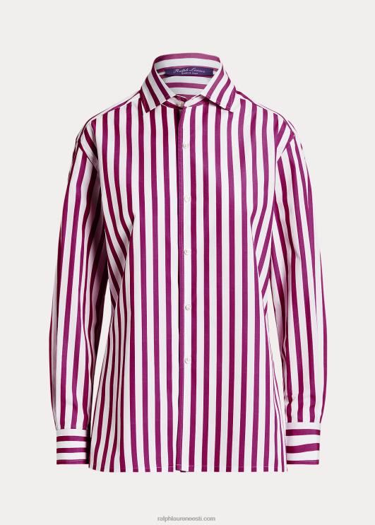 Ralph Lauren naised triibuline puuvillane särk PR0V9343 särav marjane/valge