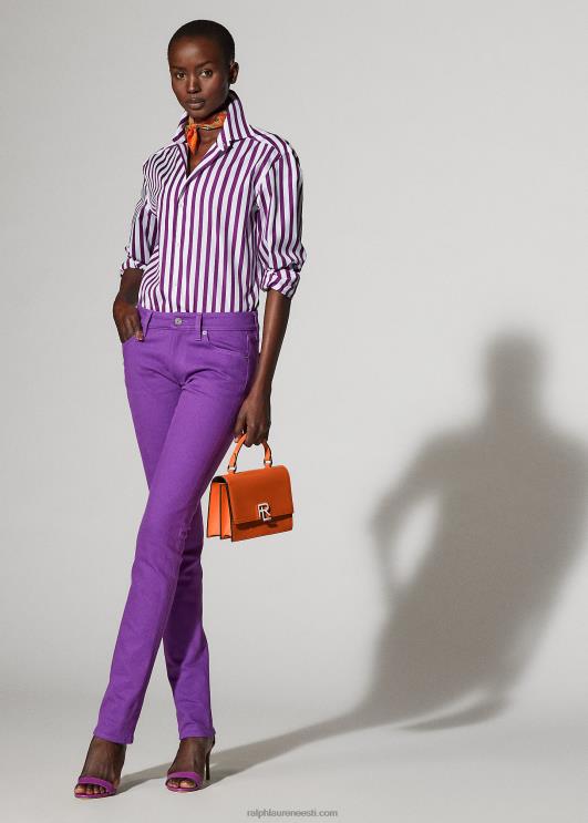 Ralph Lauren naised triibuline puuvillane särk PR0V9343 särav marjane/valge