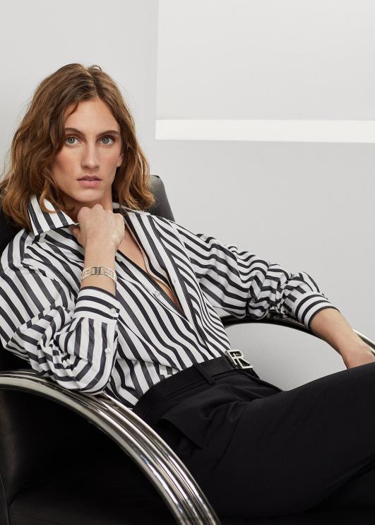 Ralph Lauren naised triibuline puuvillane särk PR0V9345 valge must