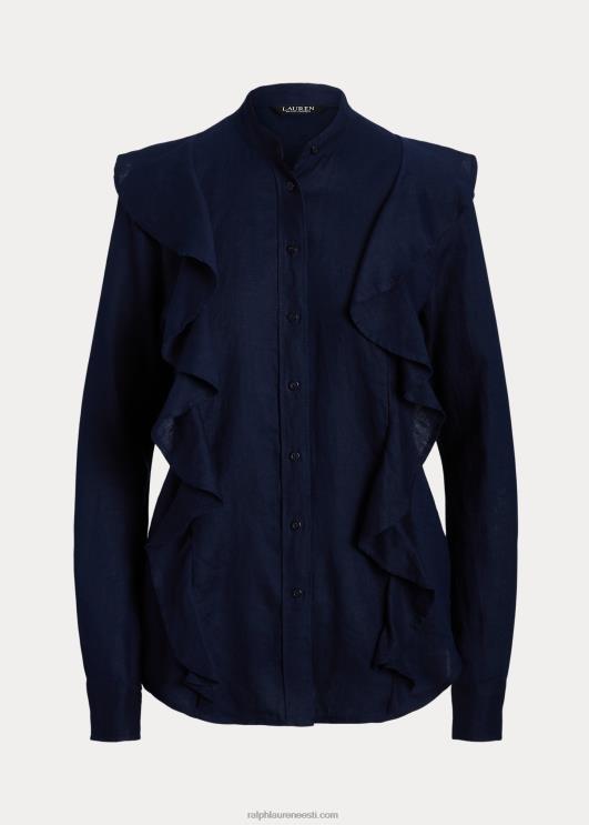 Ralph Lauren naised volangidega linane särk PR0V4080 rafineeritud merevägi