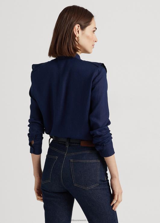 Ralph Lauren naised volangidega linane särk PR0V4080 rafineeritud merevägi