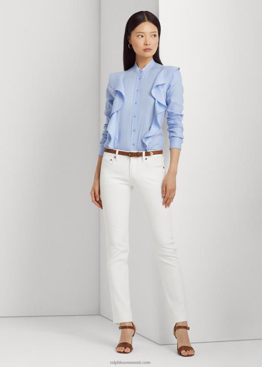 Ralph Lauren naised volangidega linane särk PR0V4081 kiviklibu sinine