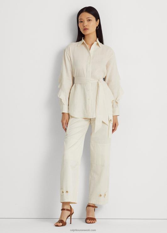 Ralph Lauren naised volangidega rihmaga linane särk PR0V4410 mascarpone kreem