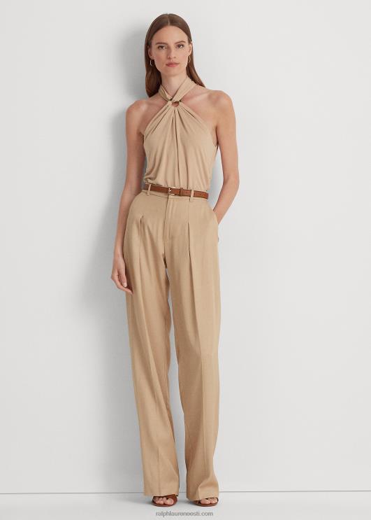 Ralph Lauren naised Stretch jersey ring-ees päitsed top PR0V3797 kasepruun