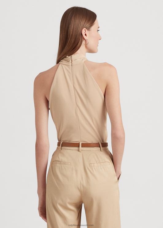 Ralph Lauren naised Stretch jersey ring-ees päitsed top PR0V3797 kasepruun