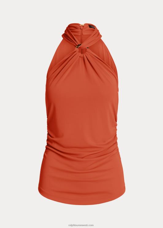 Ralph Lauren naised Stretch jersey ring-ees päitsed top PR0V3798 punane päikesekivi