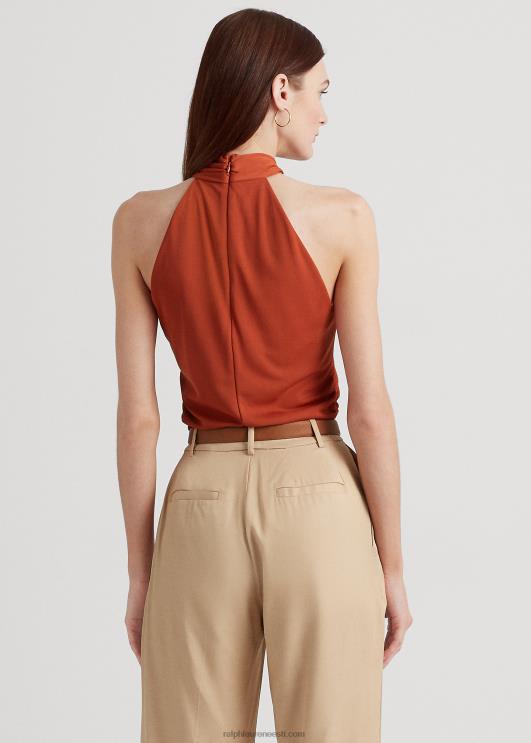 Ralph Lauren naised Stretch jersey ring-ees päitsed top PR0V3798 punane päikesekivi