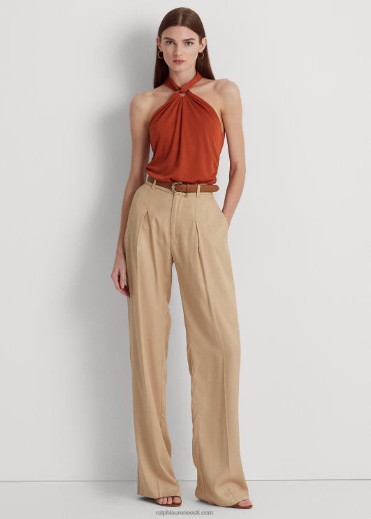 Ralph Lauren naised Stretch jersey ring-ees päitsed top PR0V4303 punane päikesekivi