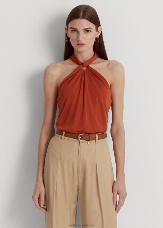 Ralph Lauren naised Stretch jersey ring-ees päitsed top PR0V4303 punane päikesekivi