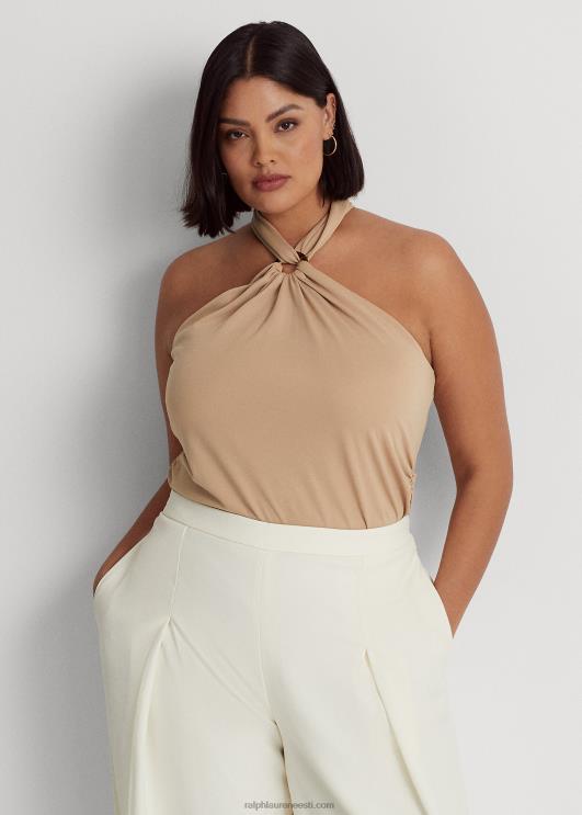 Ralph Lauren naised Stretch jersey ring-ees päitsed top PR0V4506 kasepruun