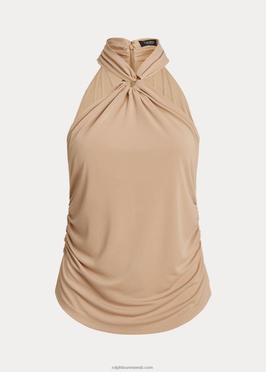 Ralph Lauren naised Stretch jersey ring-ees päitsed top PR0V4506 kasepruun