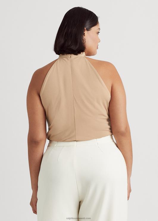 Ralph Lauren naised Stretch jersey ring-ees päitsed top PR0V4506 kasepruun