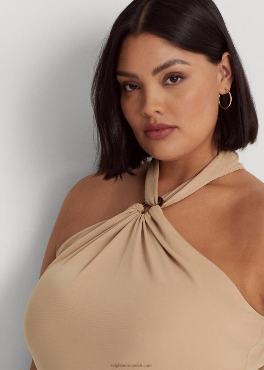 Ralph Lauren naised Stretch jersey ring-ees päitsed top PR0V4506 kasepruun