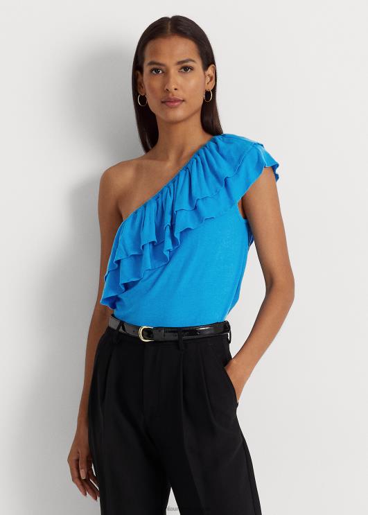 Ralph Lauren naised jersey ühe õlaga topp PR0V3877 leekides ookean