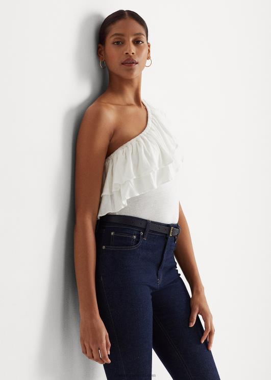 Ralph Lauren naised jersey ühe õlaga topp PR0V3878 valge