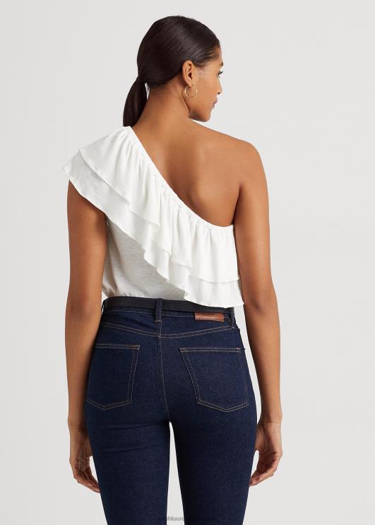 Ralph Lauren naised jersey ühe õlaga topp PR0V3878 valge