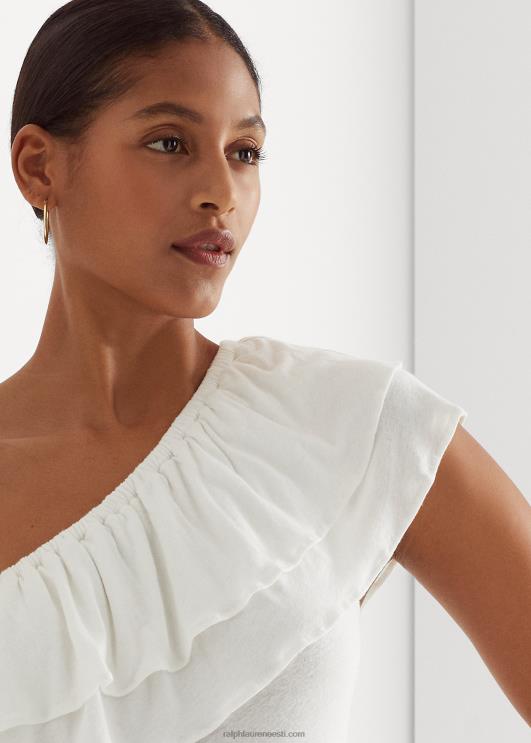 Ralph Lauren naised jersey ühe õlaga topp PR0V3878 valge