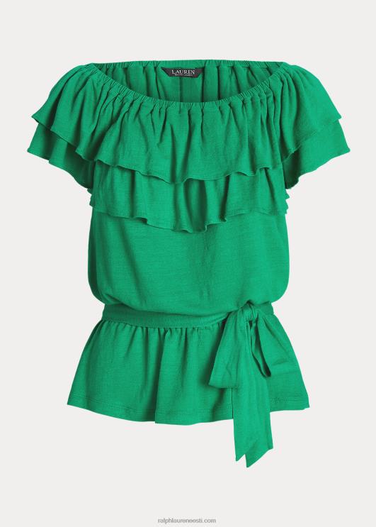 Ralph Lauren naised jersey off-the-õlad top PR0V3856 palmi leht