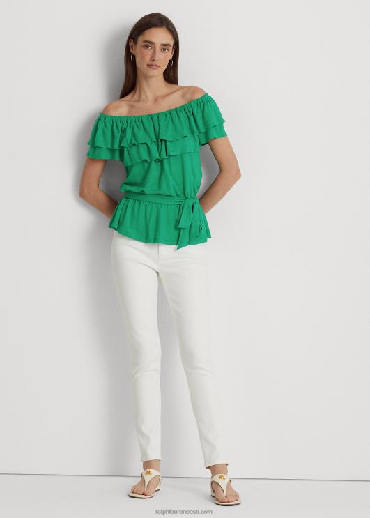 Ralph Lauren naised jersey off-the-õlad top PR0V3856 palmi leht