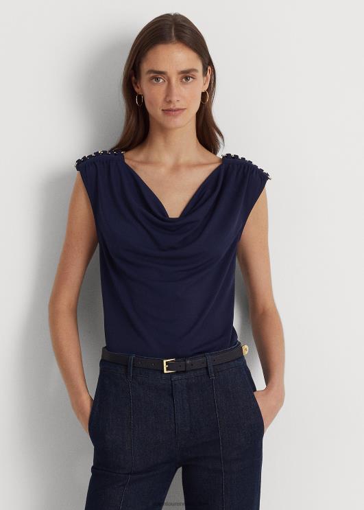 Ralph Lauren naised jersey varrukateta kaelusega topp PR0V9567 rafineeritud merevägi