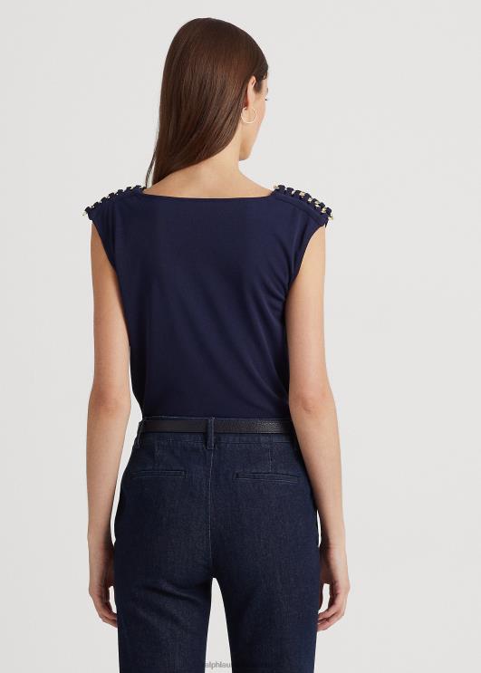 Ralph Lauren naised jersey varrukateta kaelusega topp PR0V9567 rafineeritud merevägi