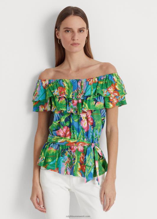 Ralph Lauren naised õlgadeta lilleline trikoo PR0V3839 roheline/sinine multi