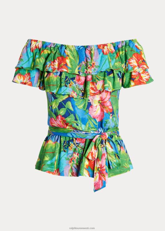 Ralph Lauren naised õlgadeta lilleline trikoo PR0V4351 roheline/sinine multi