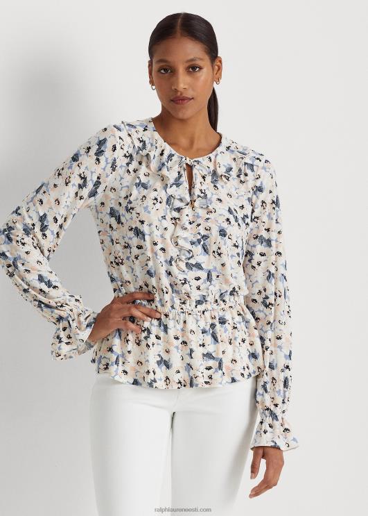 Ralph Lauren naised lilleline jersey lips-kaelus peplum top PR0V4102 sinine multi