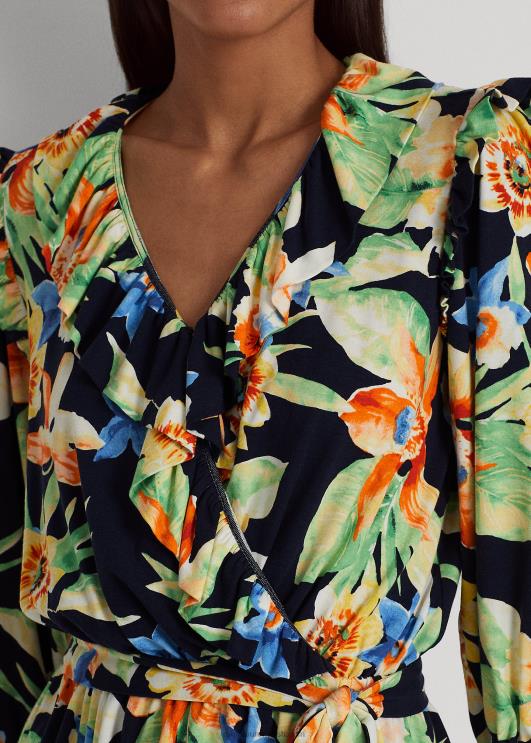 Ralph Lauren naised lilleline jersey vööga peplum top PR0V9541 mereväe multi