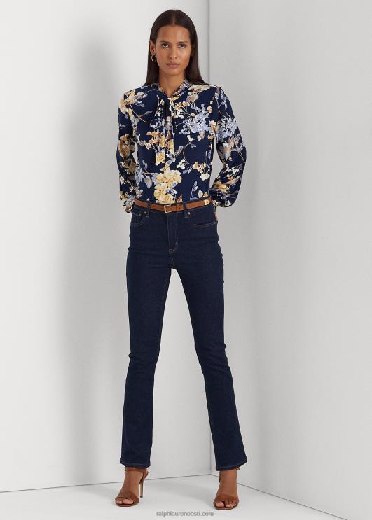 Ralph Lauren naised lilleline lips-kaelusega veniv trikootop PR0V3992 mereväe multi