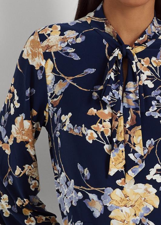 Ralph Lauren naised lilleline lips-kaelusega veniv trikootop PR0V3992 mereväe multi