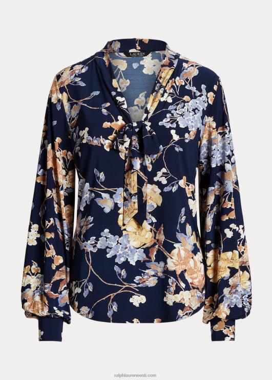 Ralph Lauren naised lilleline lips-kaelusega veniv trikootop PR0V4392 mereväe multi