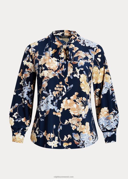 Ralph Lauren naised lilleline lips-kaelusega veniv trikootop PR0V4695 mereväe multi