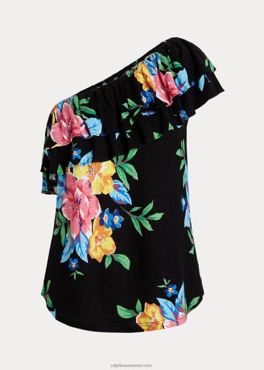 Ralph Lauren naised lilleline trikoo ühe õlaga PR0V3836 must multi