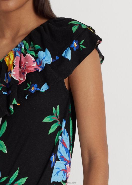 Ralph Lauren naised lilleline trikoo ühe õlaga PR0V3836 must multi