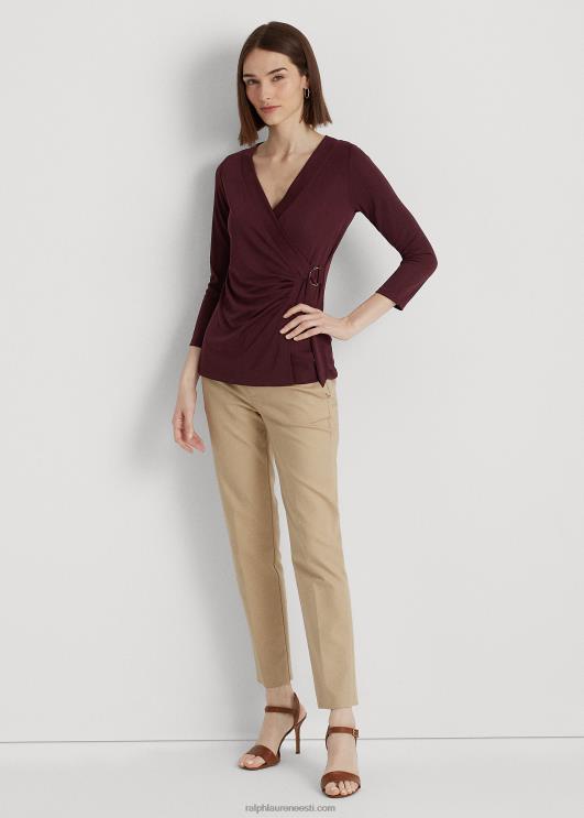 Ralph Lauren naised stretch jersey top PR0V9158 vintage Burgundia