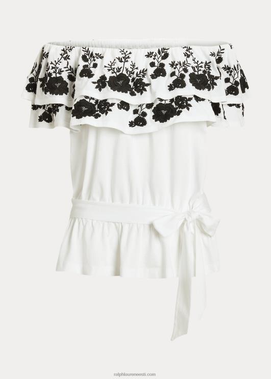 Ralph Lauren naised tikitud jersey õlgadeta ülaosa PR0V9465 valge must