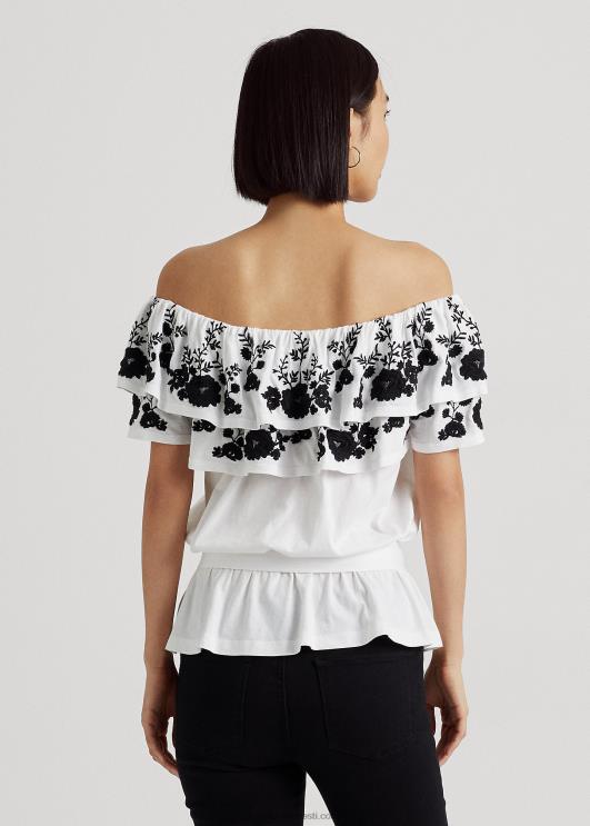 Ralph Lauren naised tikitud jersey õlgadeta ülaosa PR0V9465 valge must