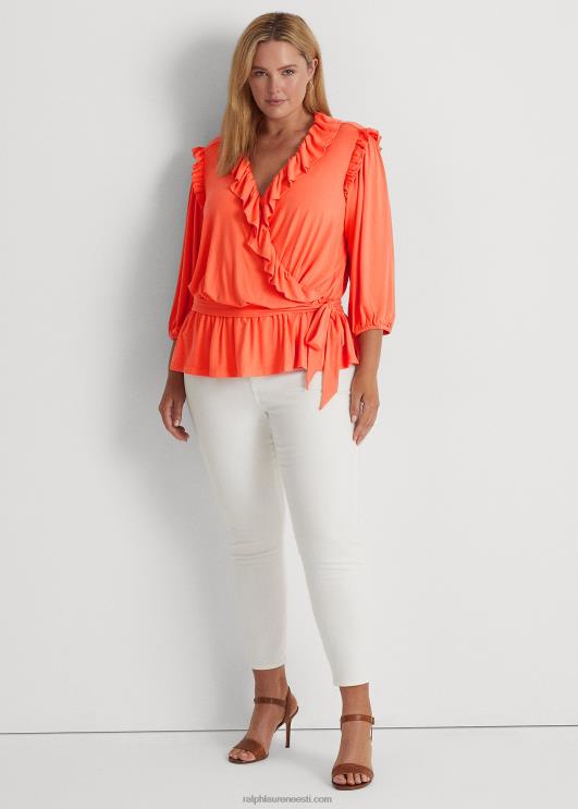 Ralph Lauren naised vööga jersey peplum top PR0V4786 sadamaäärne korall