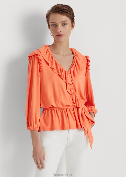 Ralph Lauren naised vööga jersey peplum top PR0V4859 sadamaäärne korall