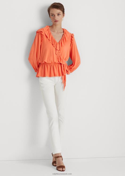Ralph Lauren naised vööga jersey peplum top PR0V4859 sadamaäärne korall